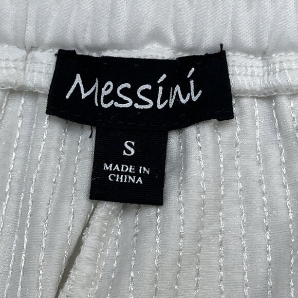 Messini Pants Womens S White Sequin Pull On Elastic Waist Event Party Holiday - Picture 5 of 11